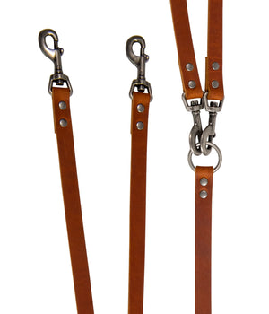 Hondenriem country leer 2 Honden lijn 20 mm x 105 cm