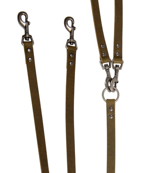 Hondenriem country leer 2 Honden lijn 20 mm x 105 cm