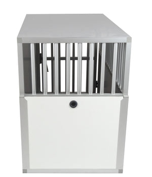 Maatwerk Aluminium Autobench Rechte 2-Vaks met matten en spijlen in de achterwand