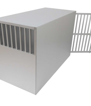 Maatwerk Aluminium Autobench Rechte 1-vaks met mat en spijlen in de achterwand