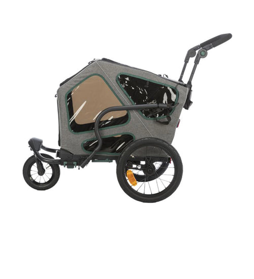 Joggingkit voor fietskar Grijs-Salie met verende wielen