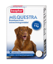 Milquestra hond (5 - 50kg) tegen wormen 2 tabletten met rundvleessmaak