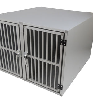 Maatwerk Aluminium Autobench Rechte 2-Vaks met matten en spijlen in de achterwand