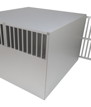 Maatwerk Aluminium Autobench Rechte 2-Vaks met matten en spijlen in de achterwand