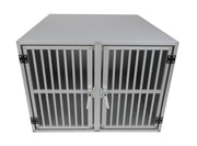 Maatwerk Aluminium Autobench Rechte 2-Vaks met matten en spijlen in de achterwand