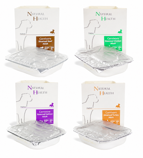 Natural Health Dog Steamed Carnivore proefpakket met Beef, Chicken, Salmon en Turkey