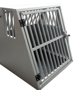 Maatwerk Aluminium Autobench Schuin 1 vaks met mat en spijlen in de achterwand