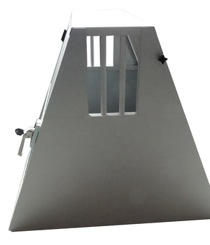 Maatwerk Aluminium Autobench Schuin 1 vaks met mat en spijlen in de achterwand