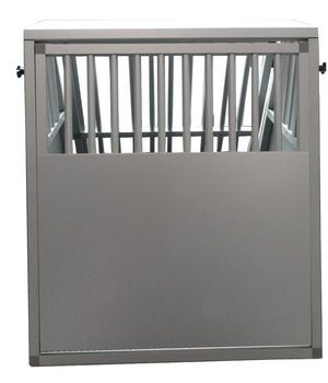 Maatwerk Aluminium Autobench Schuin 1 vaks met mat en spijlen in de achterwand