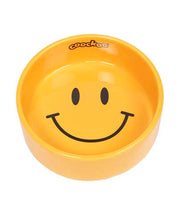 Voer en drinkbak Smiley geel