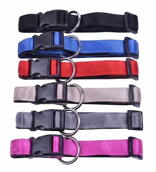 Halsband nylon met zachte voering+snelsluiting 10mm x 20-30cm