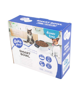 Hondenvoerbak met weegschaal 1 liter wit/zilver