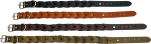Hondenhalsband country leer gevlochten  25 mm x 47-53 cm