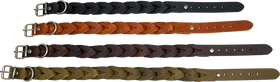 Hondenhalsband country leer gevlochten 25 mm x 58 - 64 cm