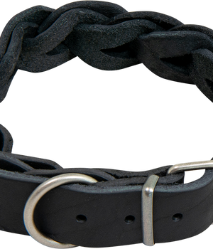 Hondenhalsband country leer gevlochten 25 mm x 36-43 cm