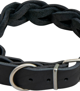 Hondenhalsband country leer gevlochten  25 mm x 47-53 cm