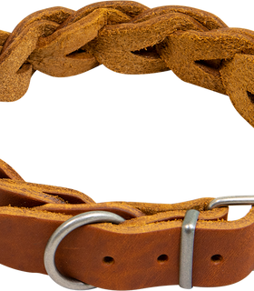 Hondenhalsband country leer gevlochten  25 mm x 47-53 cm