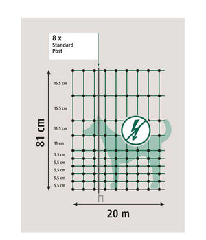 Afrasteringsnet 20 meter x 80cm groen met dubbele pen