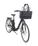 Hondenfietsmand Zwart met regenkap tot 6 kg.