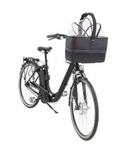 Hondenfietsmand Zwart met regenkap tot 6 kg.
