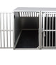 Maatwerk Aluminium Autobench Schuin 2-Vaks met matten en spijlen in de achterwand