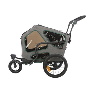 Joggingkit voor fietskar Grijs-Salie met verende wielen