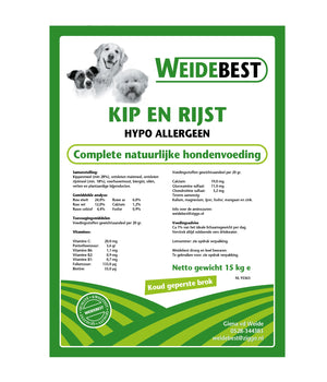 Hondenbrok geperst hypoallergeen natuurlijk Kip en rijst 15 kg