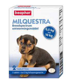 Milquestra hond klein / pup (0,5 - 10kg) 2 tabletten met rundvleessmaak