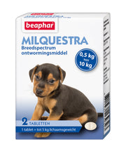 Milquestra hond klein / pup (0,5 - 10kg) 2 tabletten met rundvleessmaak